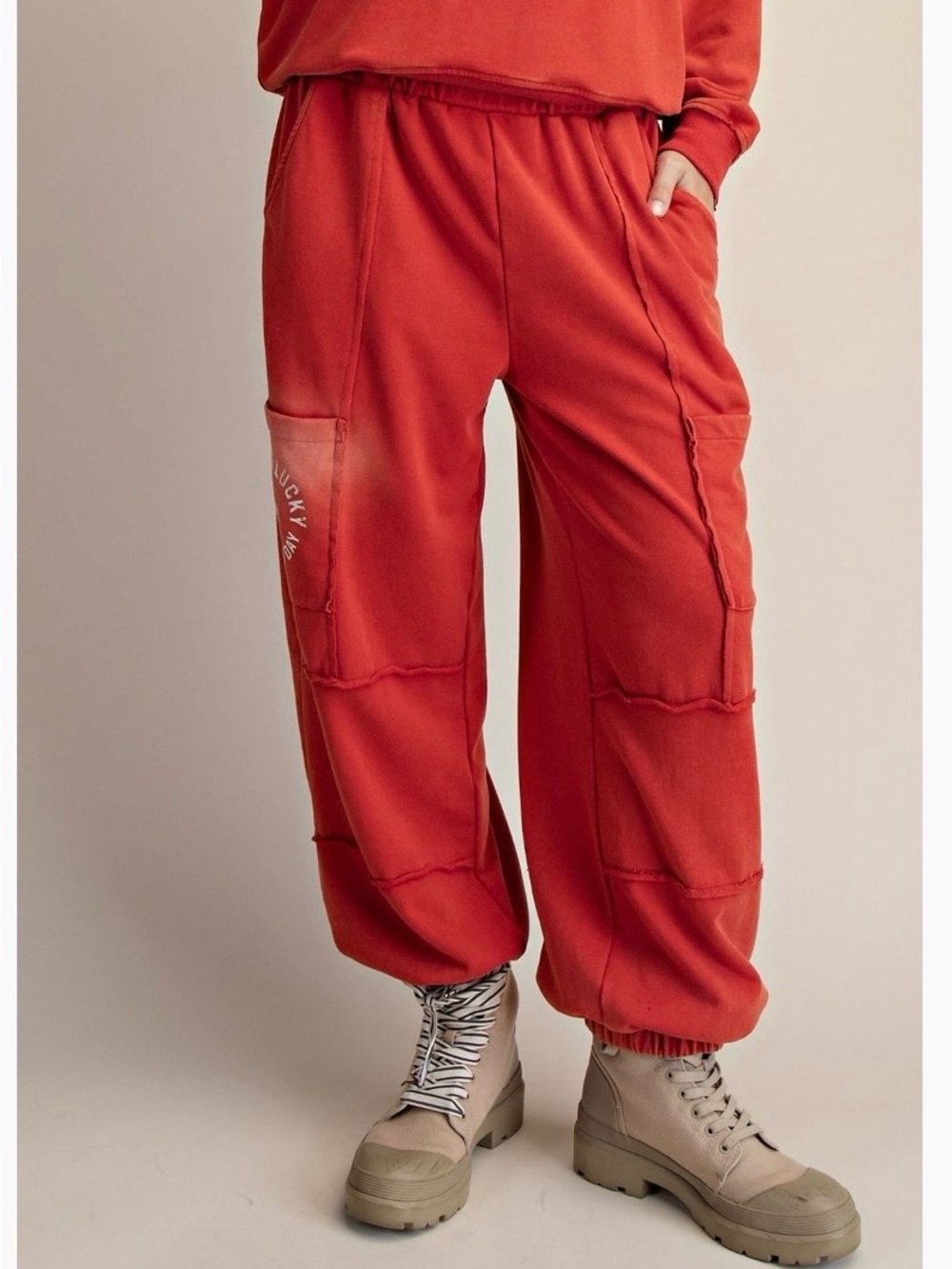Easel Feeling Lucky Red Lounge Sweatshirt & Joggers Set - Picture 4 of 6